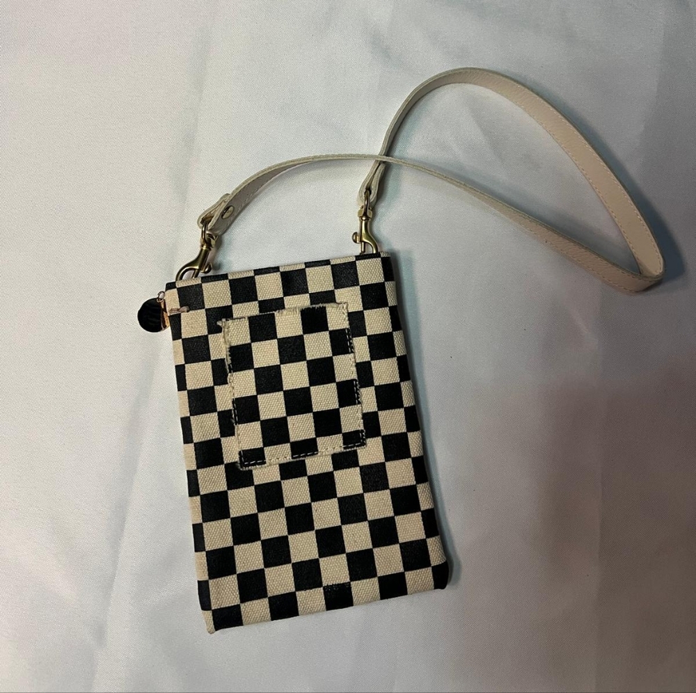 Clare V. Checkered Black and White Bag
